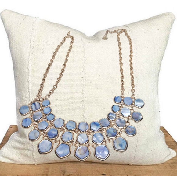 Jewelry - ✓🎄10/$20. Abalone Blue and Gold Tones Statement Necklace